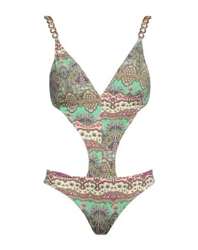 Miss Bikini Luxe Woman One-piece Swimsuit Light Green Size M Polyamide, Elastane