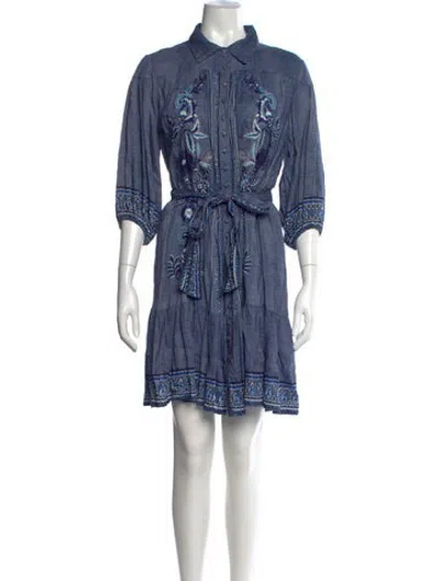 Pre-owned Miss June Floral Print Mini Dress In Blue