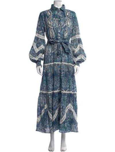 Pre-owned Miss June Paisley Print Long Dress In Blue