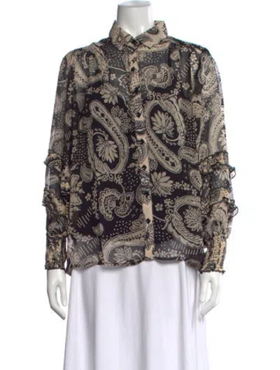 Pre-owned Miss June Paisley Print Long Sleeve Blouse In Multicolor