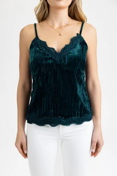 Miss Me Joyce Velvet Tank - L / Hunter Green