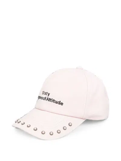 Miss Sixty Studded Slogan-embroidered Cap In White