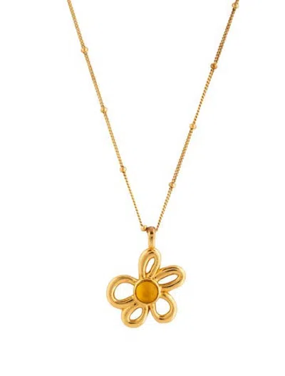 Pre-owned Missoma Chalcedony Good Vibes Retro Flower Pendant Necklace, 19.5" In Multicolor