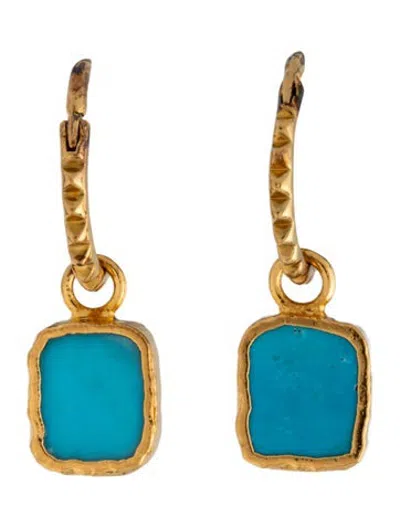Pre-owned Missoma Dyed Magnesite Mini Pyramid Charm Hoop Earrings In Multicolor