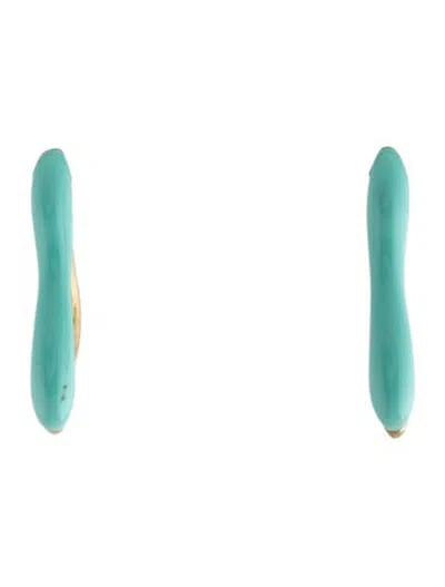 Pre-owned Missoma Enamel Small Squiggle Two-tone Drop Earrings In Blue