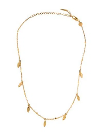 Pre-owned Missoma Leaf Charm Choker, 15" In Multicolor
