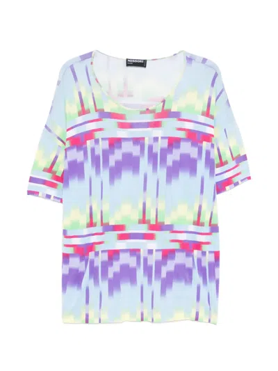 Pre-owned Missoni 2000s Geometric-print Blouse In Purple