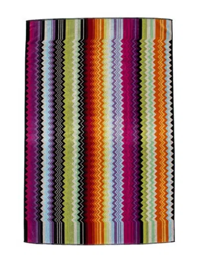 Pre-owned Missoni Cotton Zig Zag Bath Towel In Orange/pink