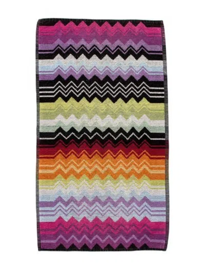 Pre-owned Missoni Cotton Zig Zag Hand Towel In Neutrals/purple