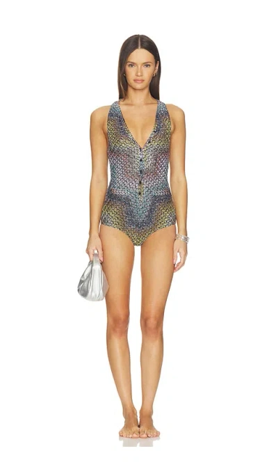 Missoni One Piece In Multi Blue Yellow Violet