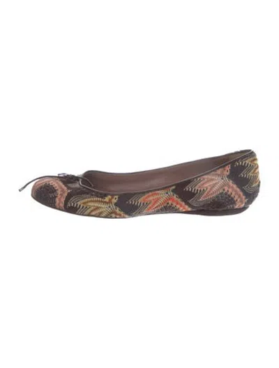 Pre-owned Missoni Patterned Ballet Flats In Brown