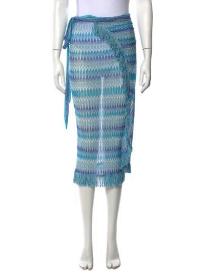 Pre-owned Missoni Patterned Midi Length Skirt In Blue