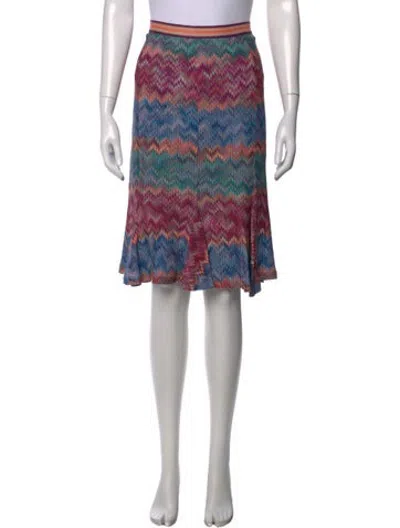 Pre-owned Missoni Patterned Midi Length Skirt In Blue