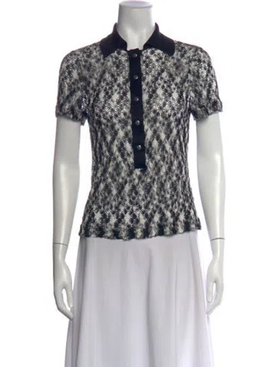 Pre-owned Missoni Patterned Short Sleeve Polo In Black/white