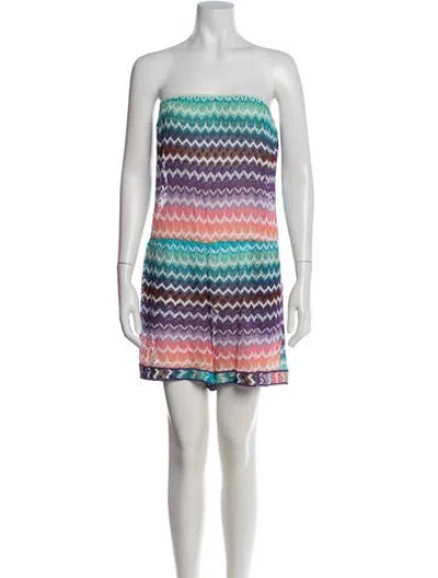 Pre-owned Missoni Patterned Strapless Romper In White