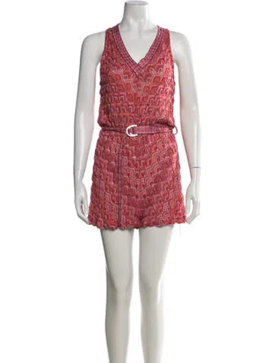 Pre-owned Missoni Patterned V-neck Romper In Pink