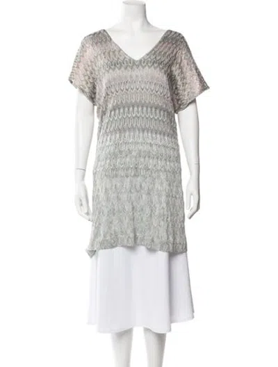 Pre-owned Missoni Patterned V-neck Tunic In Blue/metallic