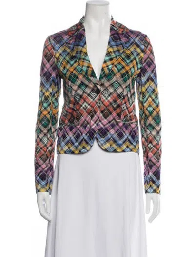 Pre-owned Missoni Plaid Print Blazer W/ Tags In Blue