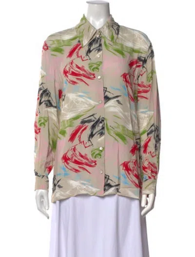 Pre-owned Missoni Printed Long Sleeve Blouse In Neutrals