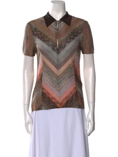 Pre-owned Missoni Printed Short Sleeve Polo In Metallic