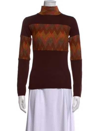 Pre-owned Missoni Sport Patterned Turtleneck Sweater In Brown