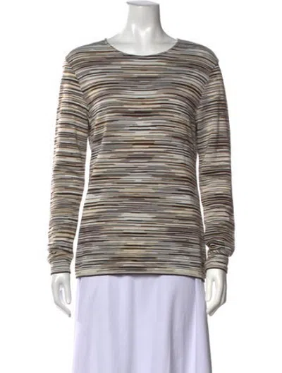 Pre-owned Missoni Sport Striped Crew Neck Top In Neutrals
