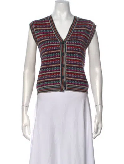 Pre-owned Missoni Sport Striped V-neck Sweater In Multicolor