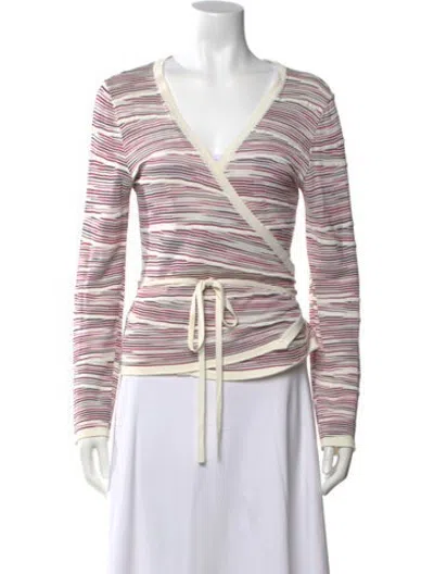 Pre-owned Missoni Sport Striped V-neck Sweater In Pink