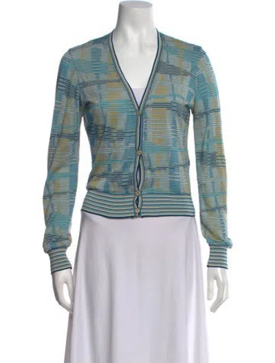 Pre-owned Missoni Sport Striped V-neck Top In Blue