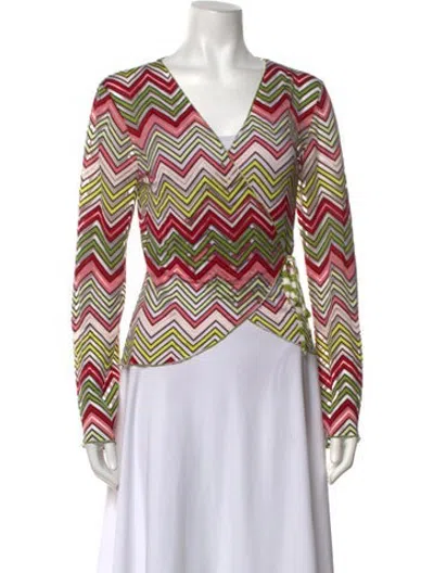 Pre-owned Missoni Sport Striped V-neck Top In Multicolor