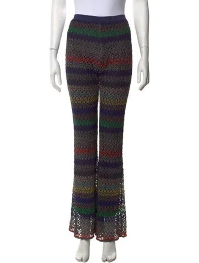 Pre-owned Missoni Striped Flared Pants In Black/metallic