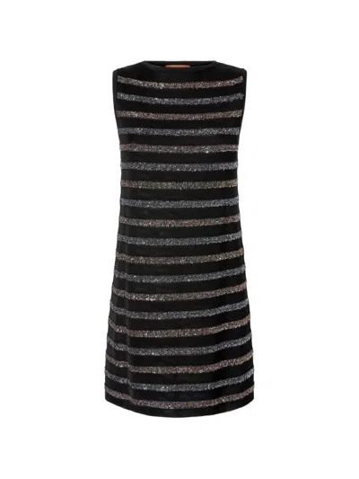 Missoni Striped Sequin-embellished Mini Knitted Dress In Black