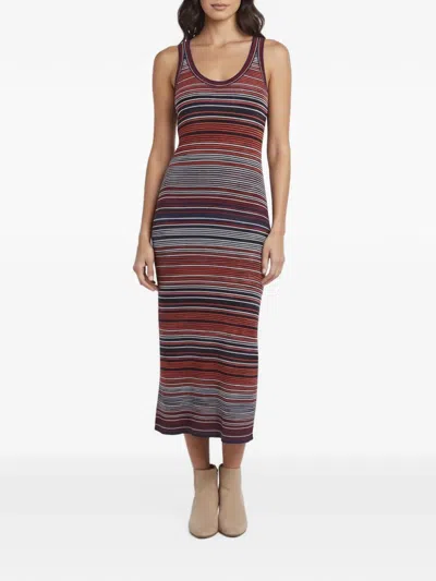 Pre-owned Missoni Striped Sleeveless Midi Dress In Blue