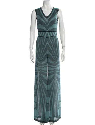 Pre-owned Missoni Striped V-neck Jumpsuit In Pink