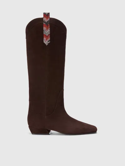 Missoni Suede Boots With Lace Detail In Brown