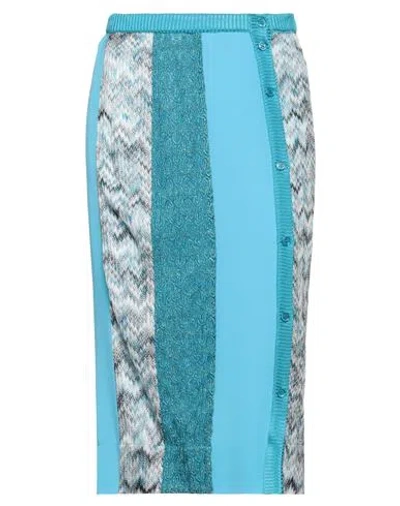 Missoni Woman Midi Skirt Azure Size 10 Viscose, Silk, Cupro, Polyester In Blue