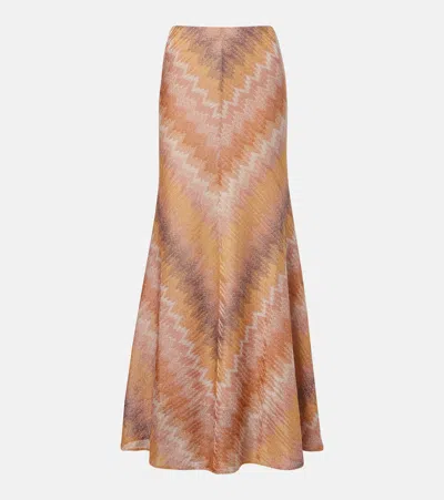 Missoni Zig Zag Lamé Maxi Skirt In Brown