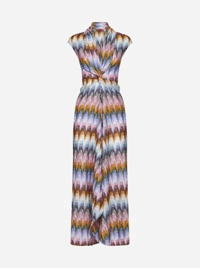 Missoni Zig-zag Lame' Viscose Long Dress In Multicolor