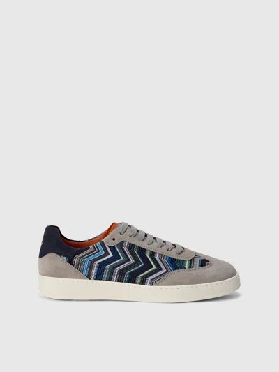 Missoni Zigzag Fabric Sneakers With Suede Inserts In Animal Print