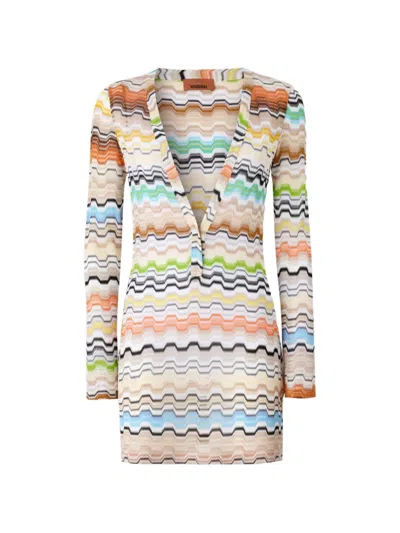 Missoni Zigzag-knit V-neck Mini Beach Dress In Multi
