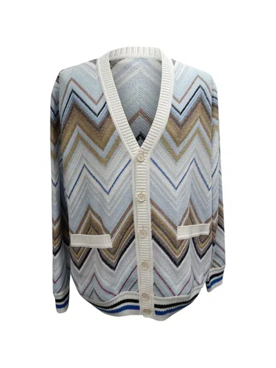 Pre-owned Missoni Zig-zag-print Cardigan In Blue