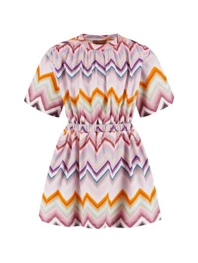 Missoni Kids' Zigzag-print Pleated Dress In Multi