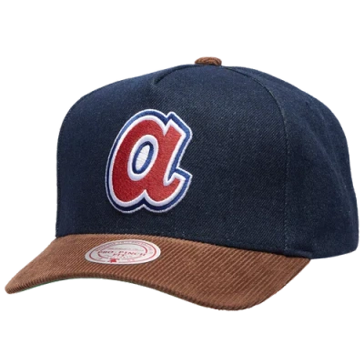 Mitchell & Ness Atlanta Braves  Braves Denim Cord Pro Pinch Cap In Brown/navy