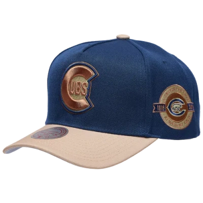 Mitchell & Ness Chicago Cubs  Cubs Navy & Tan Pro Pinch Cap In Tan/navy