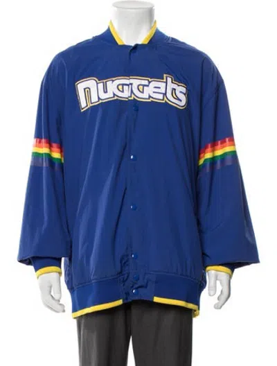 Pre-owned Mitchell & Ness Graphic Print Bomber Jacket In Blue