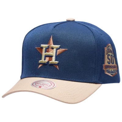 Mitchell & Ness Houston Astros  Astros Navy & Tan Pro Pinch Cap In Tan/navy
