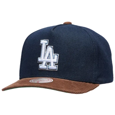 Mitchell & Ness Los Angeles Dodgers  Dodgers Denim Cord Pro Pinch Cap In Navy/brown