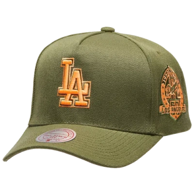 Mitchell & Ness Los Angeles Dodgers  Dodgers Neon Pop Pro Pinch Cap In Olive