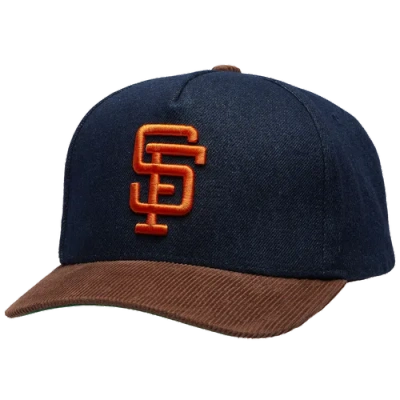 Mitchell & Ness San Francisco Giants  Giants Denim Cord Pro Pinch Cap In Navy/brown