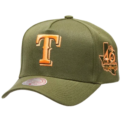 Mitchell & Ness Texas Rangers  Rangers Neon Pop Pro Pinch Cap In Olive